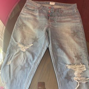 Hudson star beaded jeans. Button fly, 💯 cotton